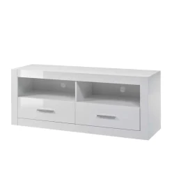 Moderne Wohnkombination in Hochglanz Weiß Yulis 315cm breit (vierteilig)