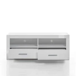 Moderne Wohnkombination in Hochglanz Weiß Yulis 315cm breit (vierteilig)