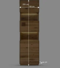 Moderne Wohnzimmervitrine aus Wildeiche Massivholz - Millena