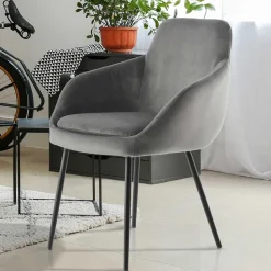 Moderner Armlehnenstuhl in Grau & Schwarz - Sazilo (2er Set)