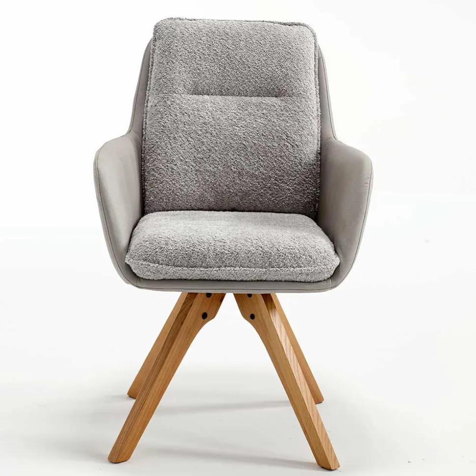 Moderner Armlehnenstuhl in Grau - Lyra (2er Set)