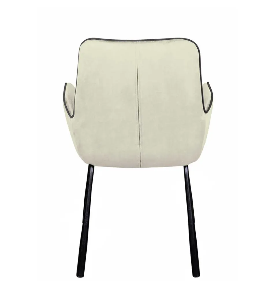 Moderner Armlehnenstuhl in Creme Samtstoff - Trocios