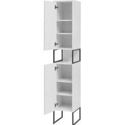 Moderner Badhochschrank in Weiß & Anthrazit - Ismilav