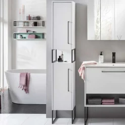 Moderner Badhochschrank in Weiß & Anthrazit - Ismilav