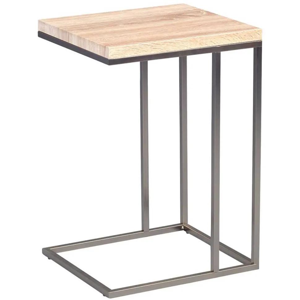 Moderner Beistelltisch in Sonoma Eiche Helma mit Metall Edelstahloptik