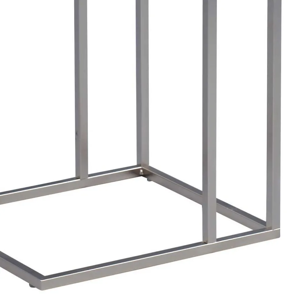 Moderner Beistelltisch in Sonoma Eiche Helma mit Metall Edelstahloptik