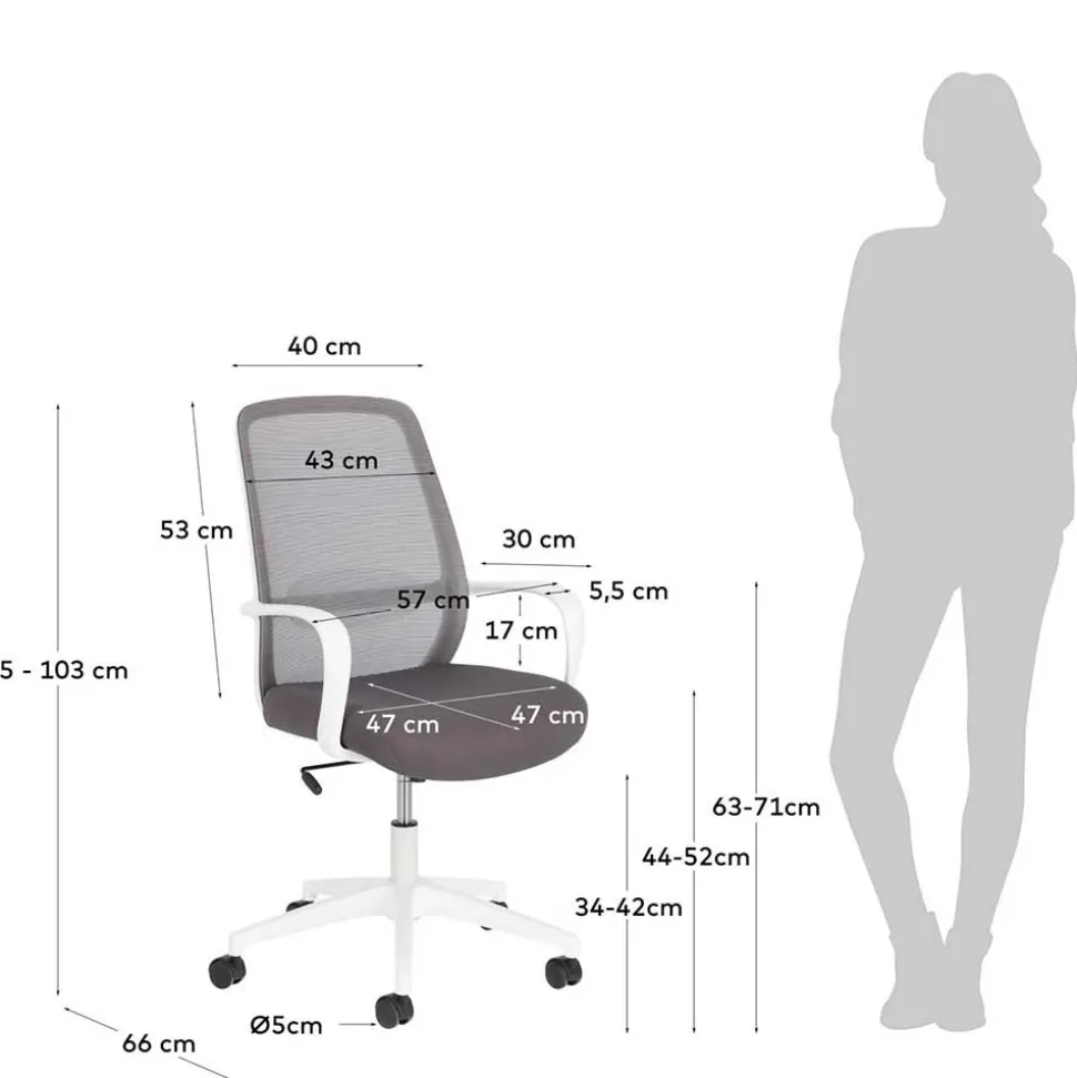 Moderner Bürostuhl in Grau & Weiß - Vahama
