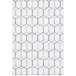 Moderner Designteppich in Creme und Grau - Mesmaria