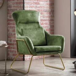 Moderner Einzelsessel in Grün & Messing - Vetro