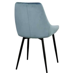 Moderner Esstischstuhl in Blau Samt - Elisa (2er Set)
