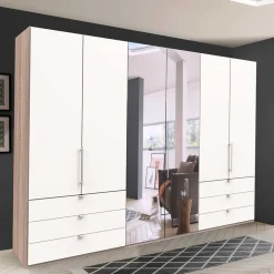 Moderner Falttüren-Kleiderschrank mit Spiegel - Vaclyn