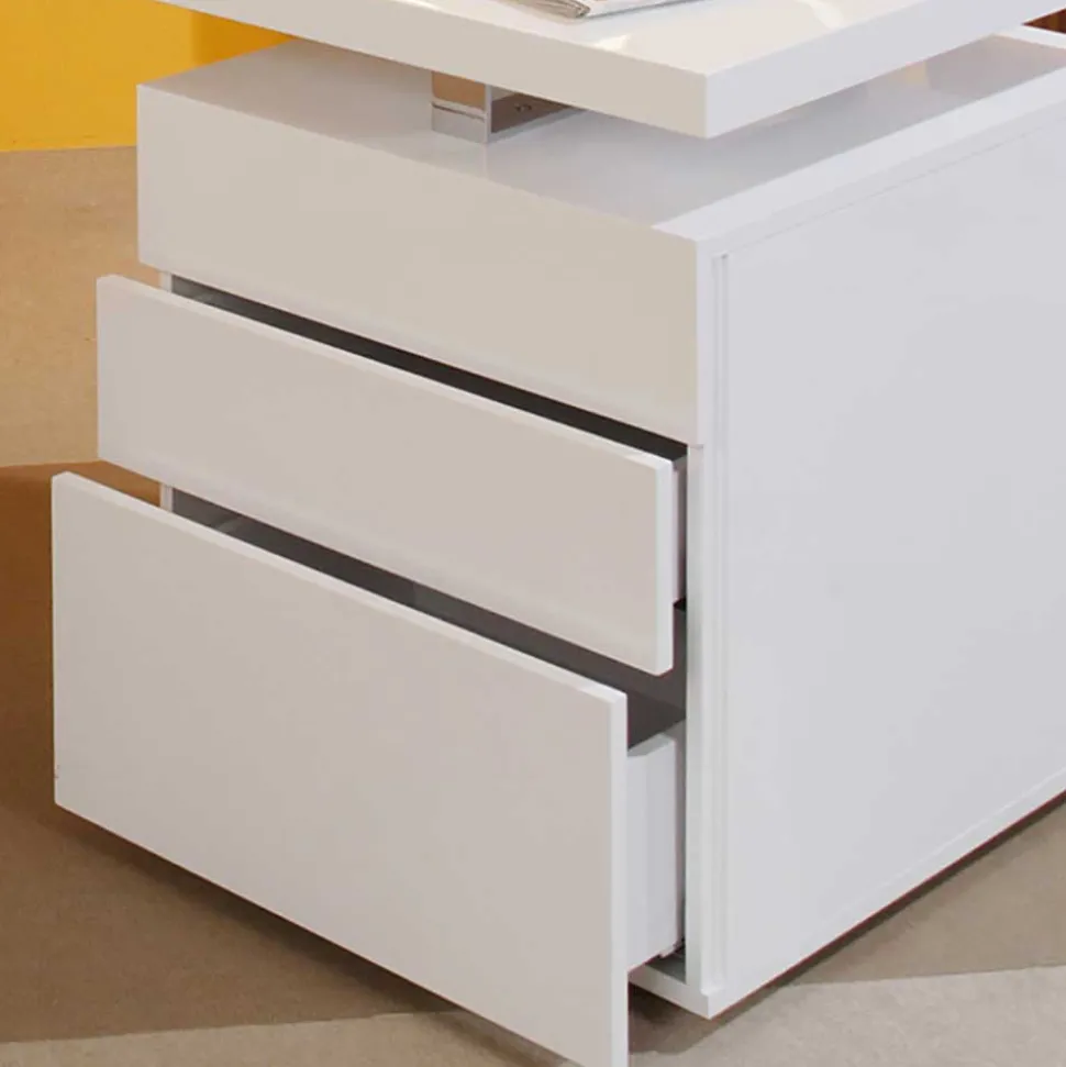 Moderner Hochglanz Schreibtisch mit drei Schubladen - Nivatus