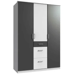 Moderner Kleiderschrank in Weiß mit Dunkelgrau - Vanila