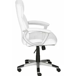 Moderner Kunstleder Chefsessel in Weiß & Chrom - Shiraz