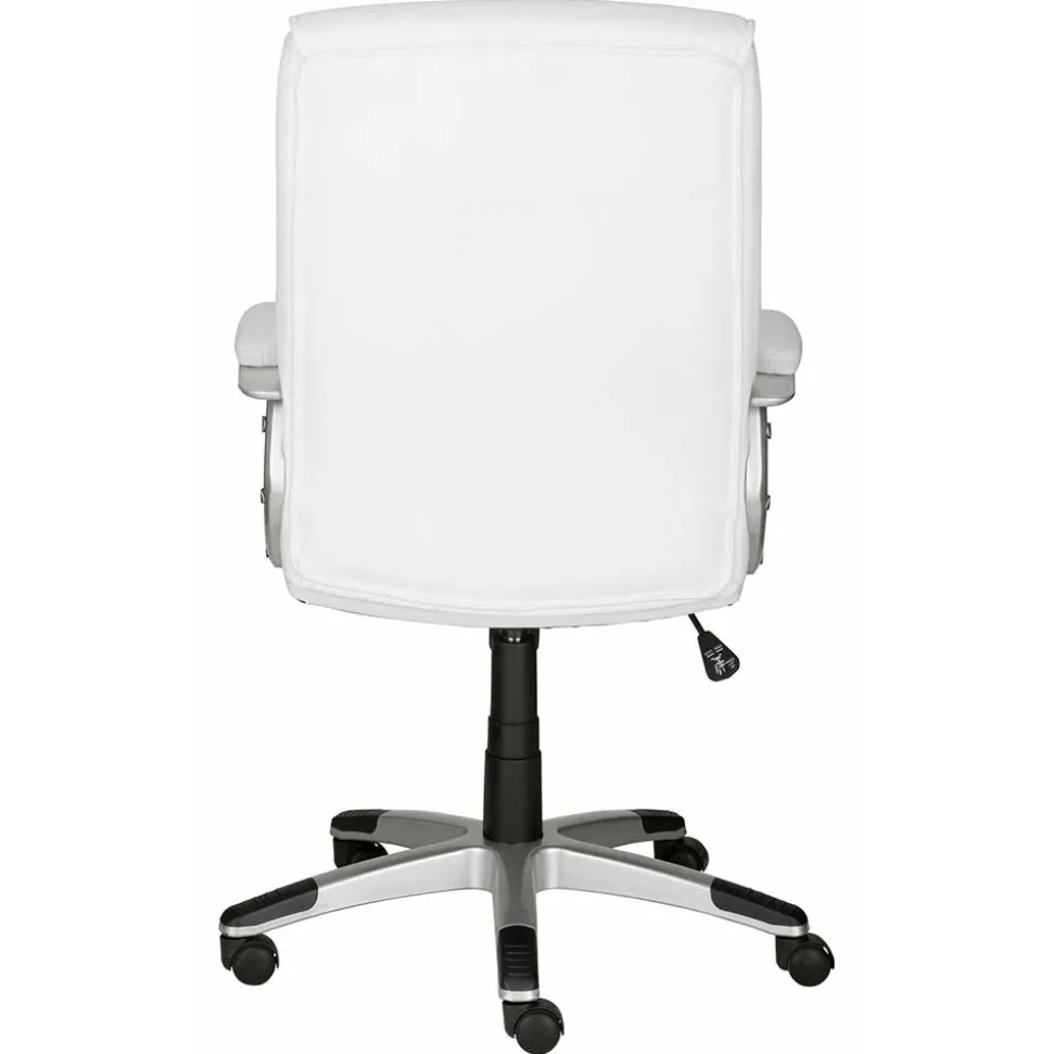 Moderner Kunstleder Chefsessel in Weiß & Chrom - Shiraz