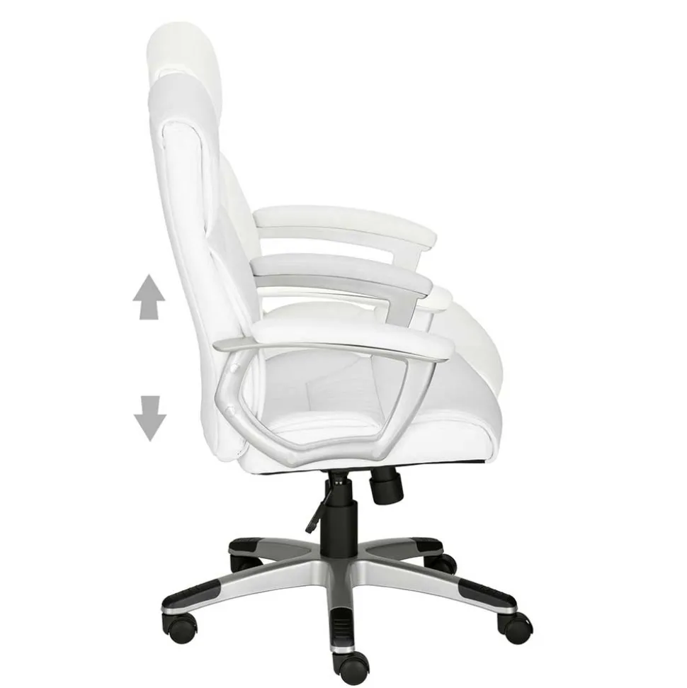 Moderner Kunstleder Chefsessel in Weiß & Chrom - Shiraz