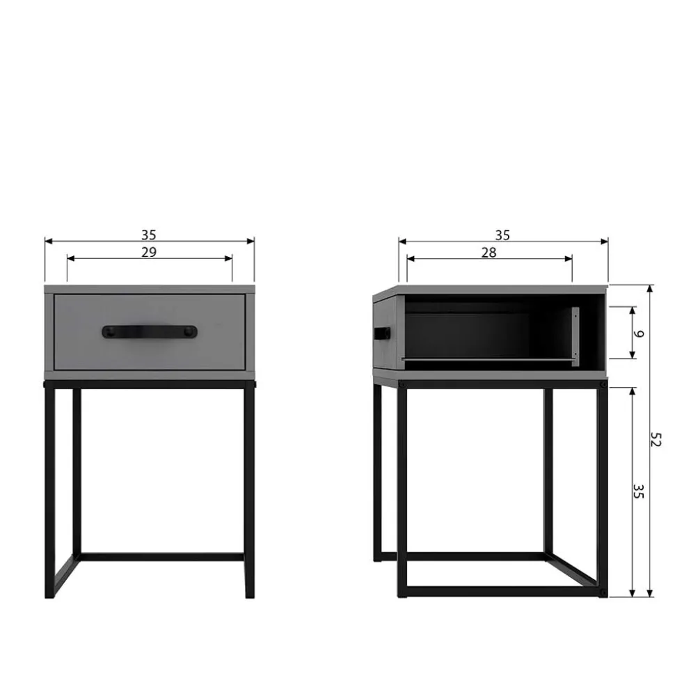 Moderner Nachttisch in Grau & Schwarz - Firgetta