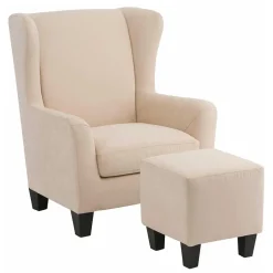 Moderner Ohrenbackensessel & Hocker - Jirup (zweiteilig)