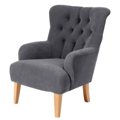 Moderner Ohrensessel in Anthrazit Velours - Barma