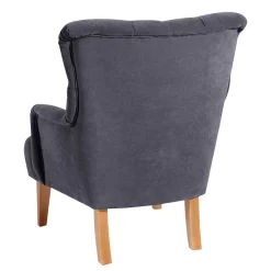 Moderner Ohrensessel in Anthrazit Velours - Barma