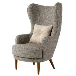 Moderner Ohrensessel in Beigegrau Boucle - Curemo