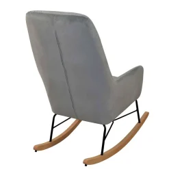 Moderner Schaukelstuhl aus Samt in Grau - Cenka