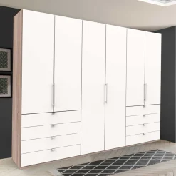 Moderner Schlafzimmerschrank in Weiß & Eiche sägerau - Vaclyn