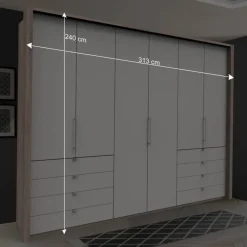 Moderner Schlafzimmerschrank in Weiß & Eiche sägerau - Vaclyn