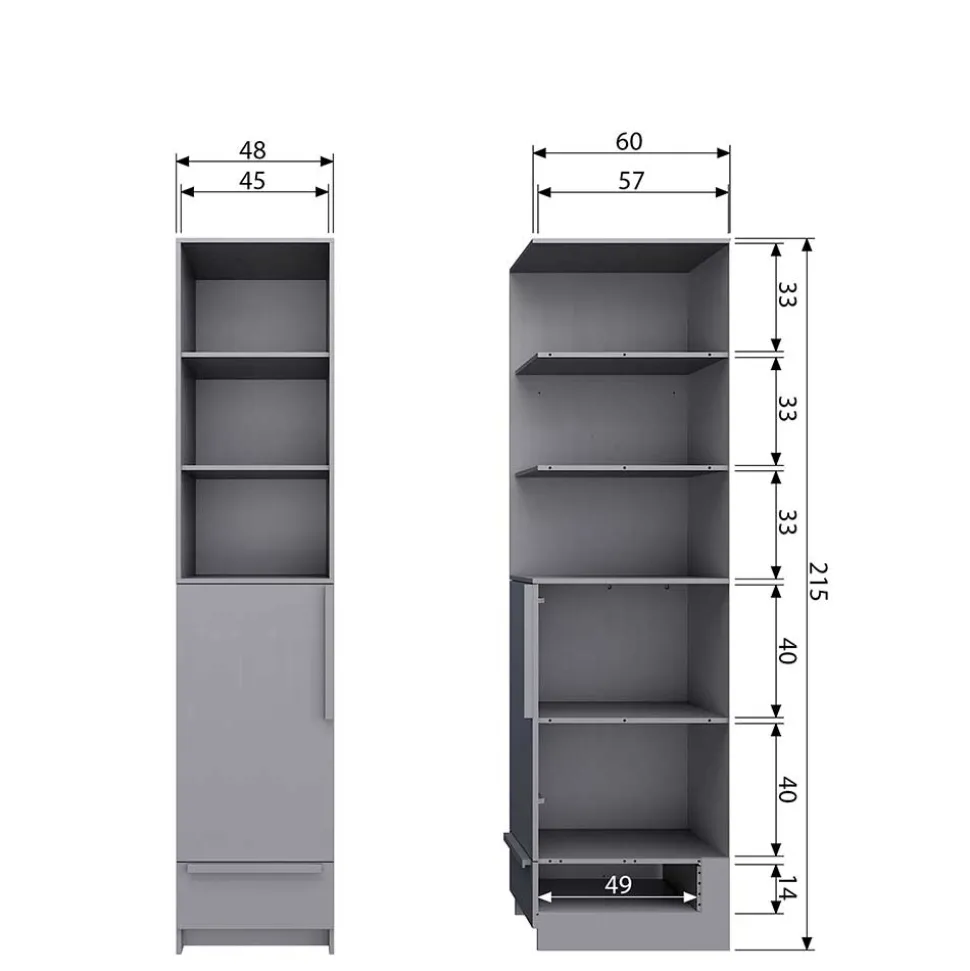 Moderner Schrank in Beton Grau - Almond