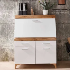 Moderner Sekretär in Weiß & Eiche Optik - Bistrita