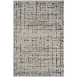 Moderner Teppich in Hellgrau & Terracotta - Ropez