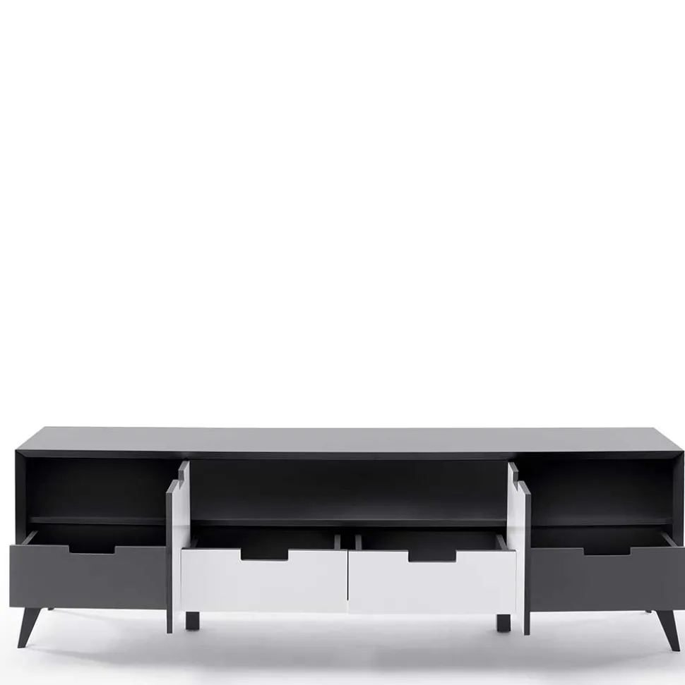 Moderner TV Unterschrank in Weiß & Grau - Vadids