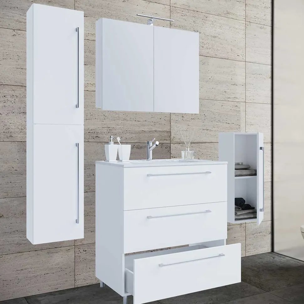 Modernes Bad in Weiß Möbelset - Ipsum (vierteilig)