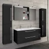 Modernes Badmöbel Ensemble in Schwarz - Vinkoja (vierteilig)
