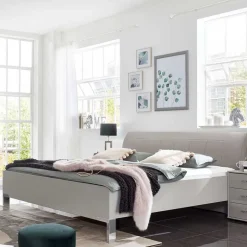 Modernes Designbett in hellem Grau - Nucina