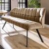 Modernes Esstisch Sofa in Beige Samt - Foxxy