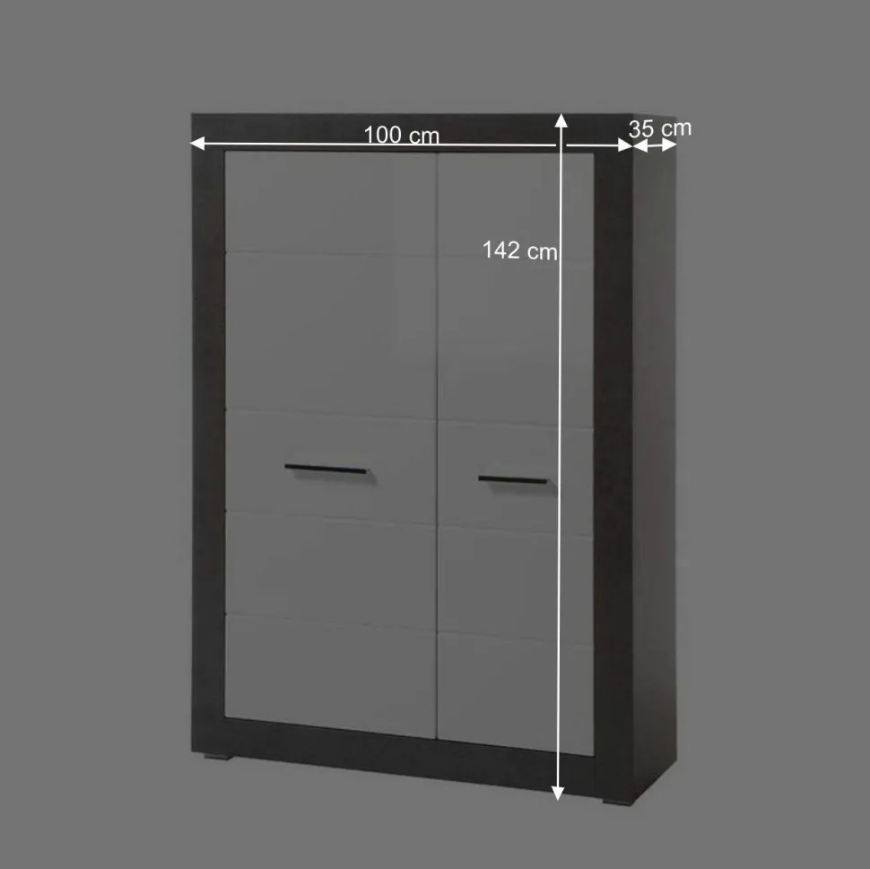 Modernes Hochglanz Highboard mit 2 Türen - Istensa I