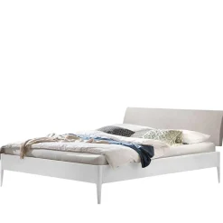 Modernes Holzbett in Weiß mit grauem Kopfteil - Cracks