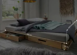 Modernes Palettenbett in Kiefer Laugenfarben - Lira