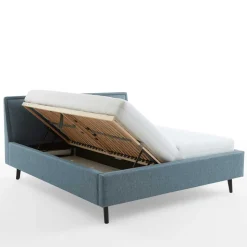 Modernes Polsterbett in Blaugrau Stoff - Sunhide