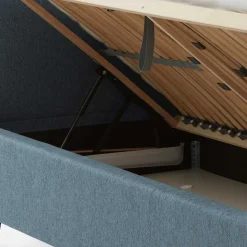 Modernes Polsterbett in Blaugrau Stoff - Sunhide