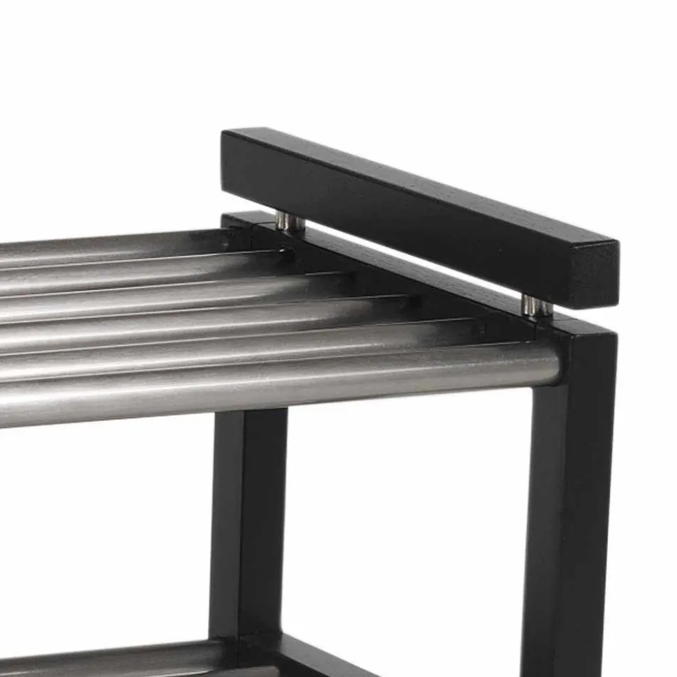 Modernes Schuhregal in Schwarz & Edelstahl - Geskan