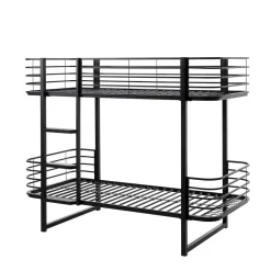 Modernes Stockbett aus Metall in Schwarz - Plentios