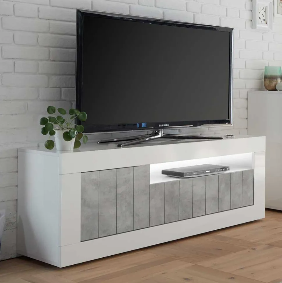 Modernes TV Element in Hochglanz Weiß - Niris