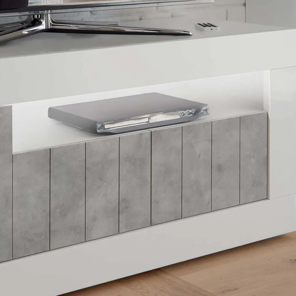 Modernes TV Element in Hochglanz Weiß - Niris