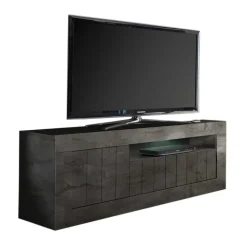 Modern-geradliniges TV Board in Dunkelgrau Dekor - Bella