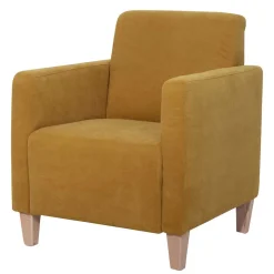 Modern-kantiger Sessel in Gelb und Buche - Crasting