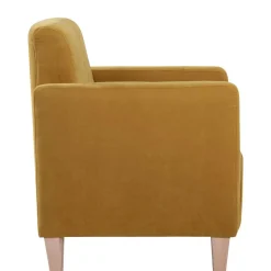 Modern-kantiger Sessel in Gelb und Buche - Crasting