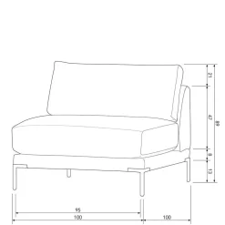 Modulsofa Element in Rost Braun Chenille - Brixx