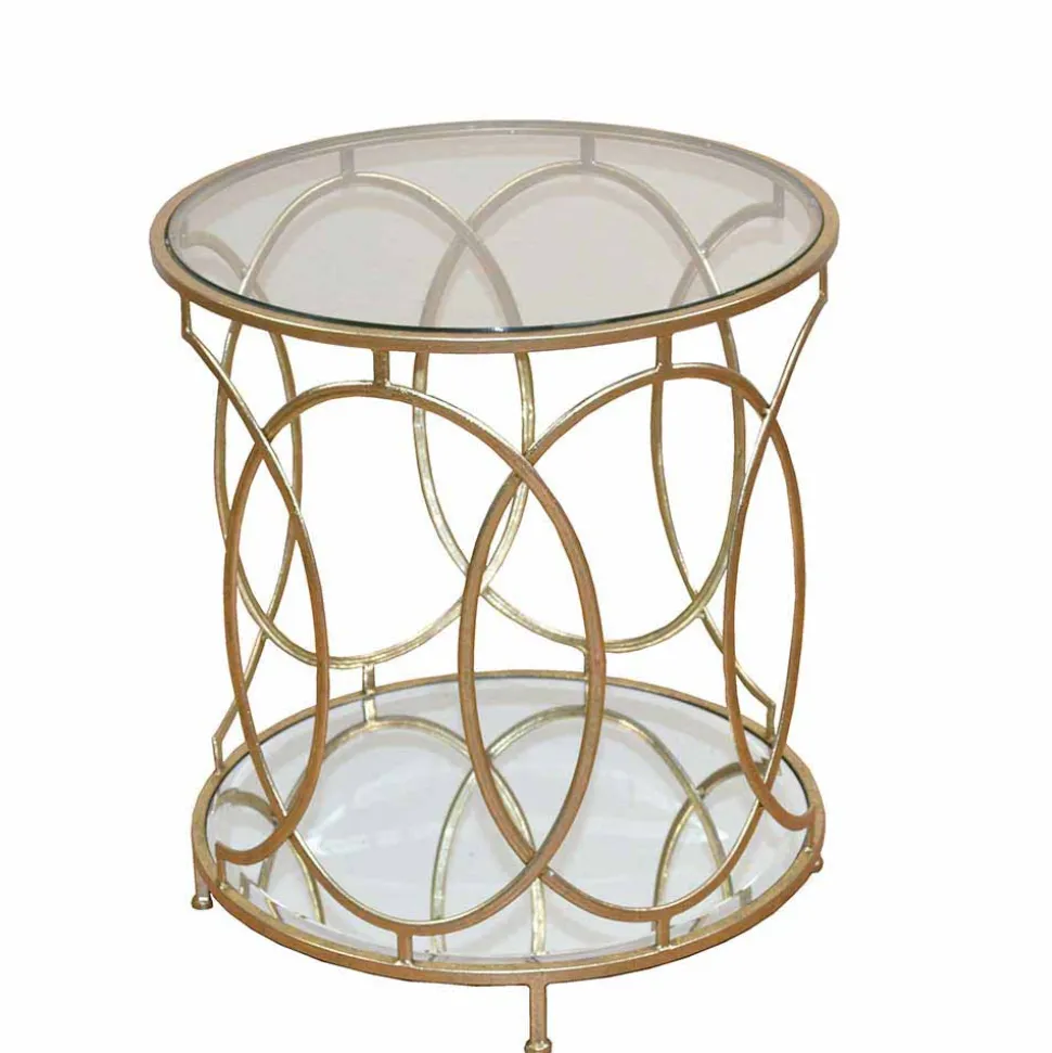 Mondäner Beistelltisch mit Glas & Spiegel & Metall Ziamo in Goldfarben